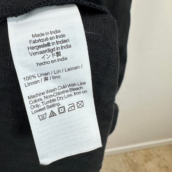 Madewell Pleated Midi Shirtdress 100% Linen A Line Minimalist Black Small NWT - Picture 11 of 14